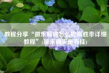 教程分享“微乐麻将怎么提高胜率详细教程”(原来确实是有挂)