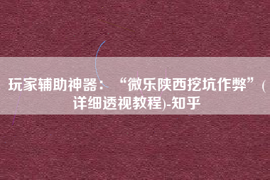 玩家辅助神器：“微乐陕西挖坑作弊	”(详细透视教程)-知乎