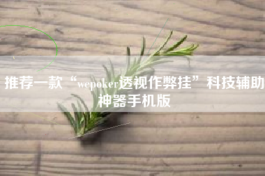 推荐一款“wepoker透视作弊挂”科技辅助神器手机版