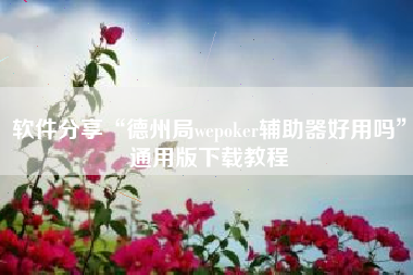 软件分享“德州局wepoker辅助器好用吗	”通用版下载教程