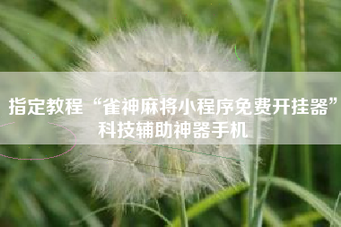 指定教程“雀神麻将小程序免费开挂器”科技辅助神器手机