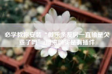 必学教你安装“微乐亲友房一直输是欠费了吗”(原来确实是有插件