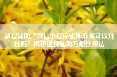 教程辅助“微信小程序雀神麻将可以开挂吗	”揭秘透视辅助万能挂用法