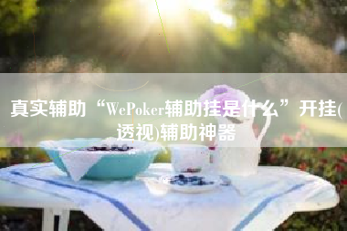 真实辅助“WePoker辅助挂是什么	”开挂(透视)辅助神器